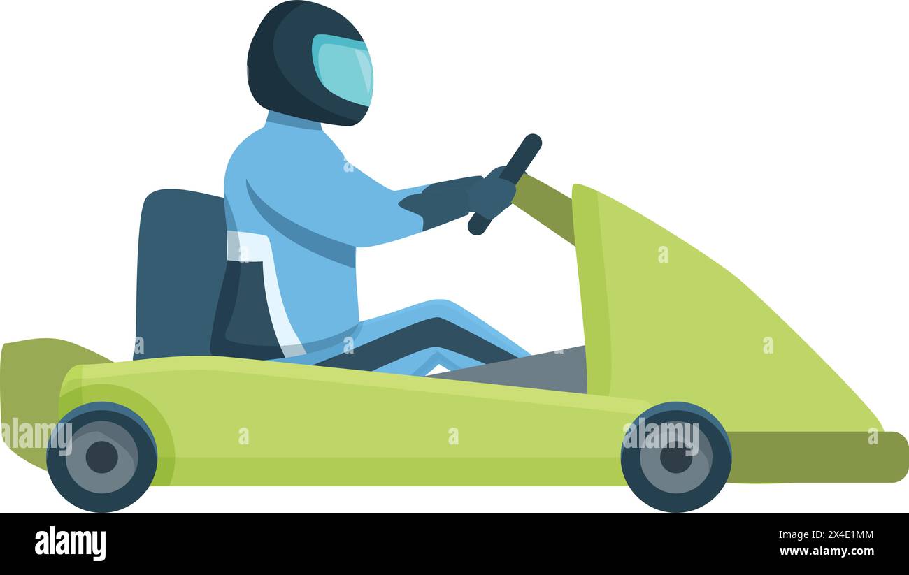 Extreme karting drive icon cartoon vector. Young driver. Vehicle motion ...