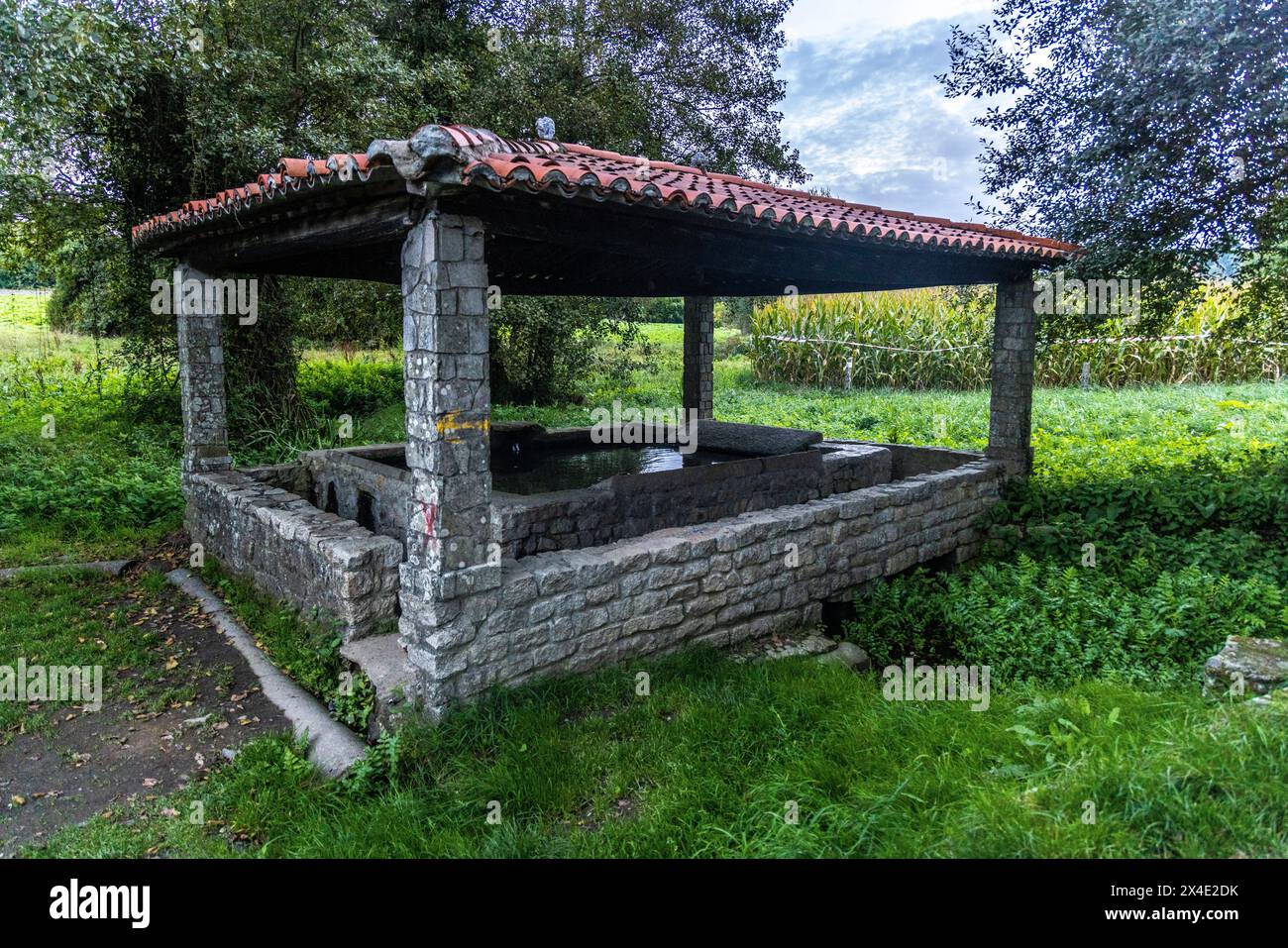 Spain, Galicia. An old laundry outside Melide where people wash clothing Stock Photo