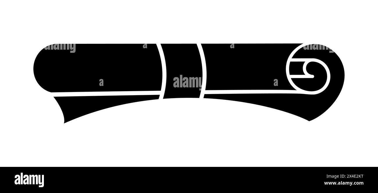 Diploma silhouette flat icon. Rolled paper, scroll. Education document ...