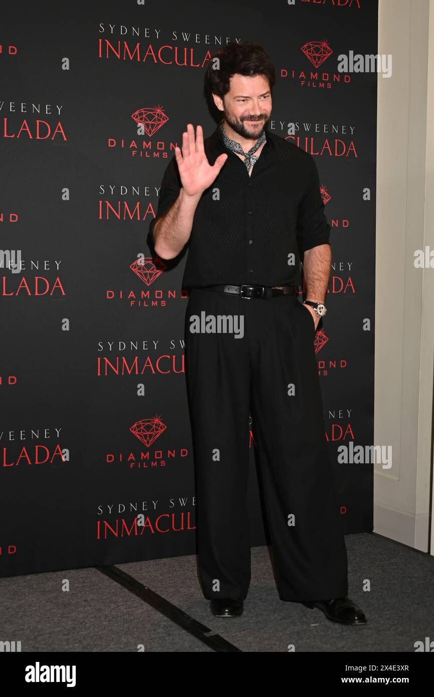 May 2, 2024, Mexico City, Ciudad de Mexico, Mexico: Actor Alvaro Morte posses for photos during the Immaculate film Photocall at Mexico City Four Season Hotel. on May 2, 2024 in Mexico City, Mexico. (Credit Image: © Carlos Tischler/eyepix via ZUMA Press Wire) EDITORIAL USAGE ONLY! Not for Commercial USAGE! Stock Photo