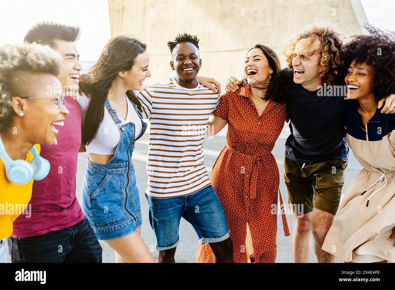 Group of happy multiracial people having fun together outdoor Stock ...