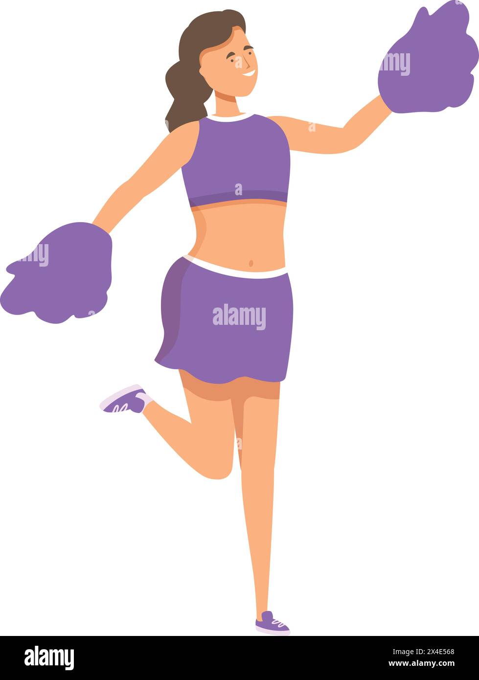 Happy style cheerleader icon cartoon vector. Woman energetic. College ...