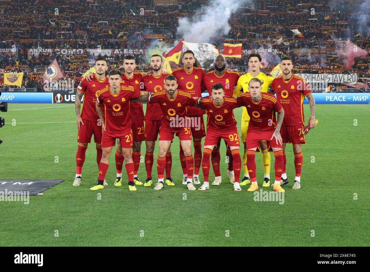 Roma, Lazio, ITALIA. 2nd May, 2024. 02/05/2024 Rome, Olympic Stadium, football match valid for the semi-final of the Europa League 2023/24 between AS Roma vs Bayer Leverkusen.In the picture: roma soccer (Credit Image: © Fabio Sasso/ZUMA Press Wire) EDITORIAL USAGE ONLY! Not for Commercial USAGE! Stock Photo