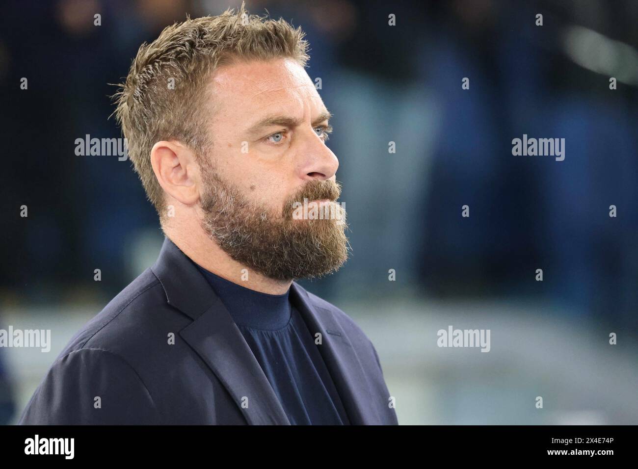 Roma, Lazio, ITALIA. 2nd May, 2024. 02/05/2024 Rome, Olympic Stadium, football match valid for the semi-final of the Europa League 2023/24 between AS Roma vs Bayer Leverkusen.In the picture: Head Coach Daniele De Rossi (Credit Image: © Fabio Sasso/ZUMA Press Wire) EDITORIAL USAGE ONLY! Not for Commercial USAGE! Stock Photo