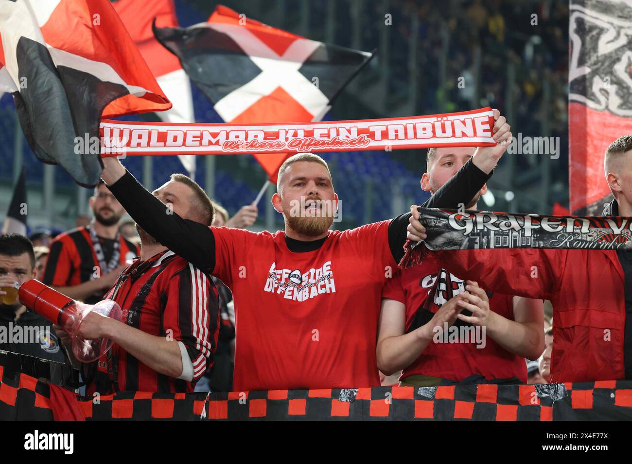 Roma, Lazio, ITALIA. 2nd May, 2024. 02/05/2024 Rome, Olympic Stadium, football match valid for the semi-final of the Europa League 2023/24 between AS Roma vs Bayer Leverkusen.In the picture: supporters bayer leverkusen (Credit Image: © Fabio Sasso/ZUMA Press Wire) EDITORIAL USAGE ONLY! Not for Commercial USAGE! Stock Photo