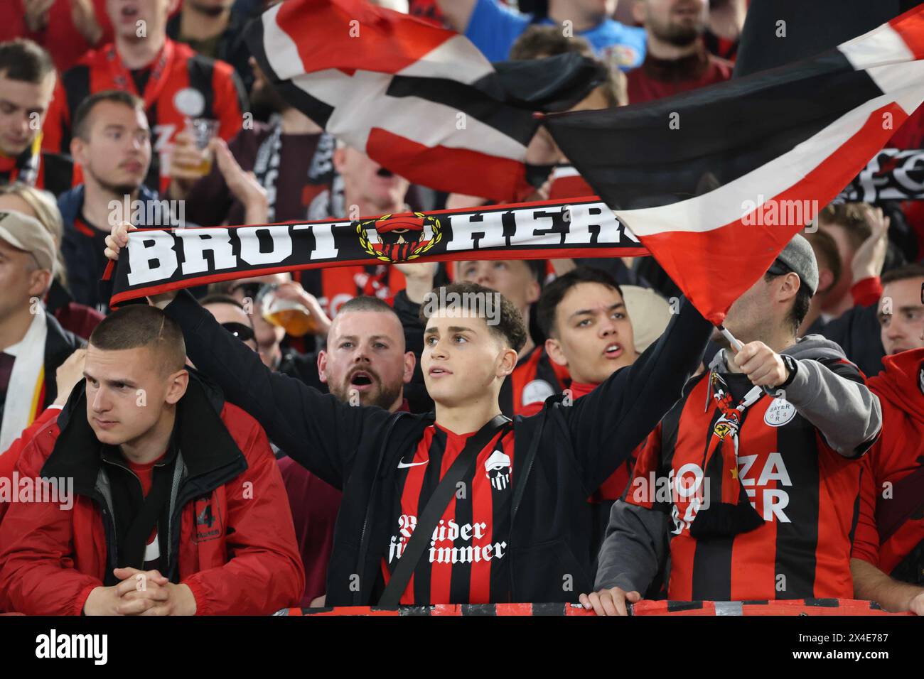 Roma, Lazio, ITALIA. 2nd May, 2024. 02/05/2024 Rome, Olympic Stadium, football match valid for the semi-final of the Europa League 2023/24 between AS Roma vs Bayer Leverkusen.In the picture: supporters Bayern (Credit Image: © Fabio Sasso/ZUMA Press Wire) EDITORIAL USAGE ONLY! Not for Commercial USAGE! Stock Photo
