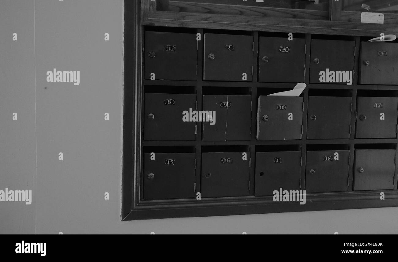 Mailboxes, dark theme Stock Photo