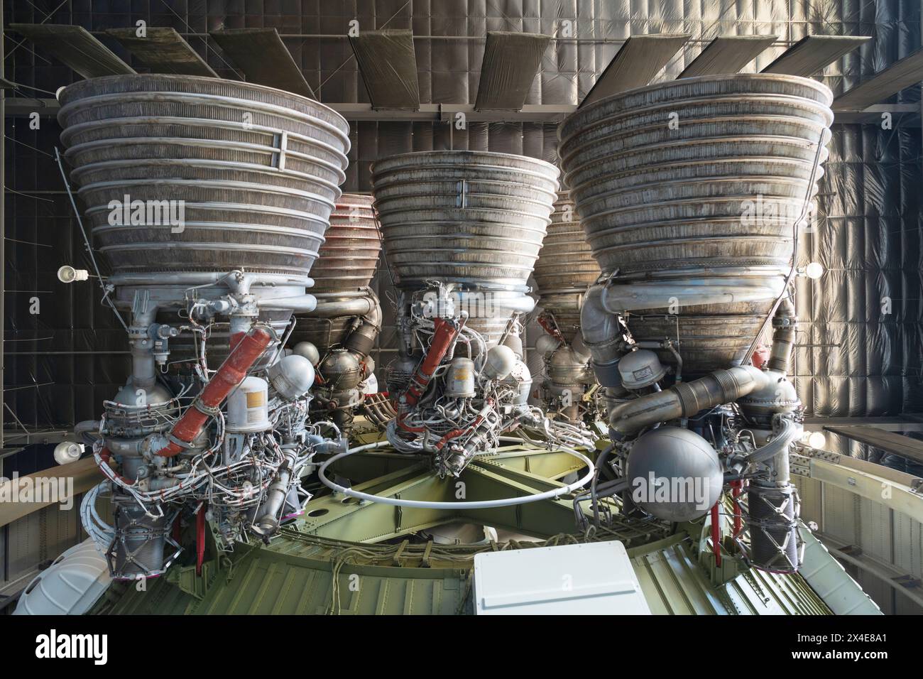 Rocketdyne J2 engines on SII (second stage) of Saturn V Moon Rocket. Davidson Center for Space