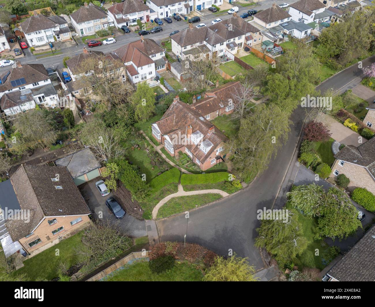 Aerial view of The Kilns, former home of C S Lewis House, Oxford, UK. Stock Photo