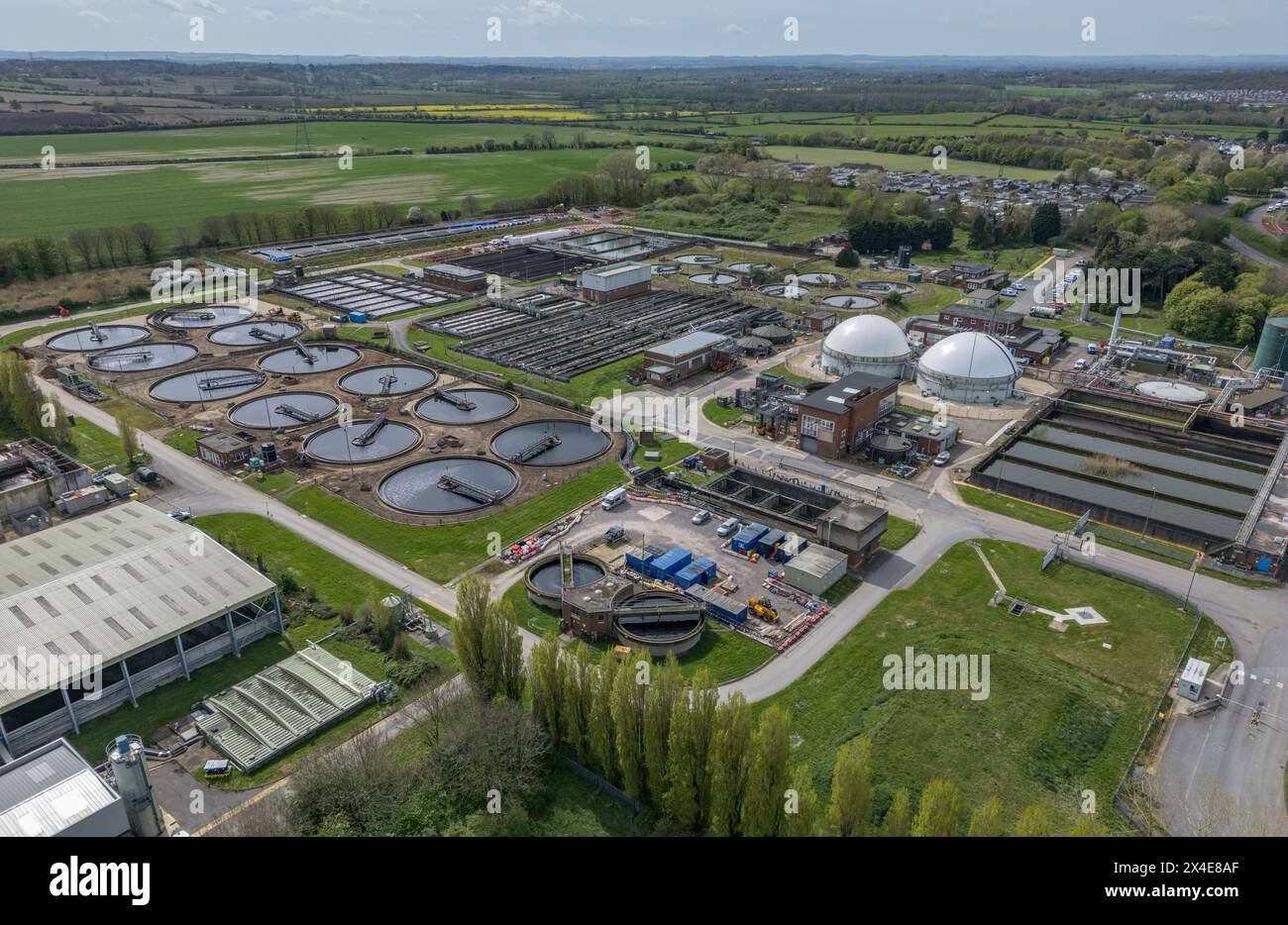 Aerial view of the thames water waste water and sewage treatment
