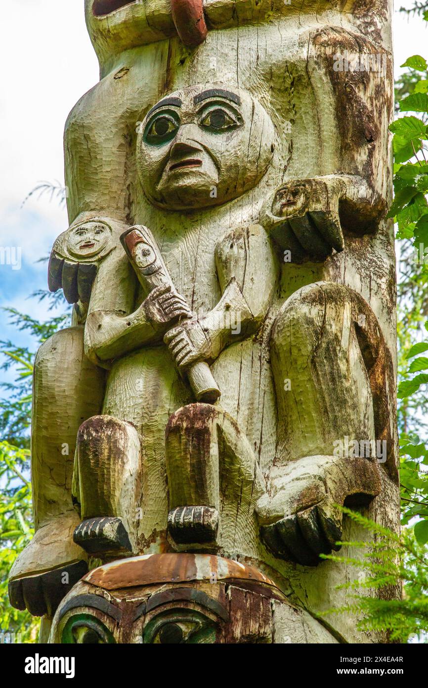 USA, Alaska, Tongass National Forest. Kasaan village totem pole on ...