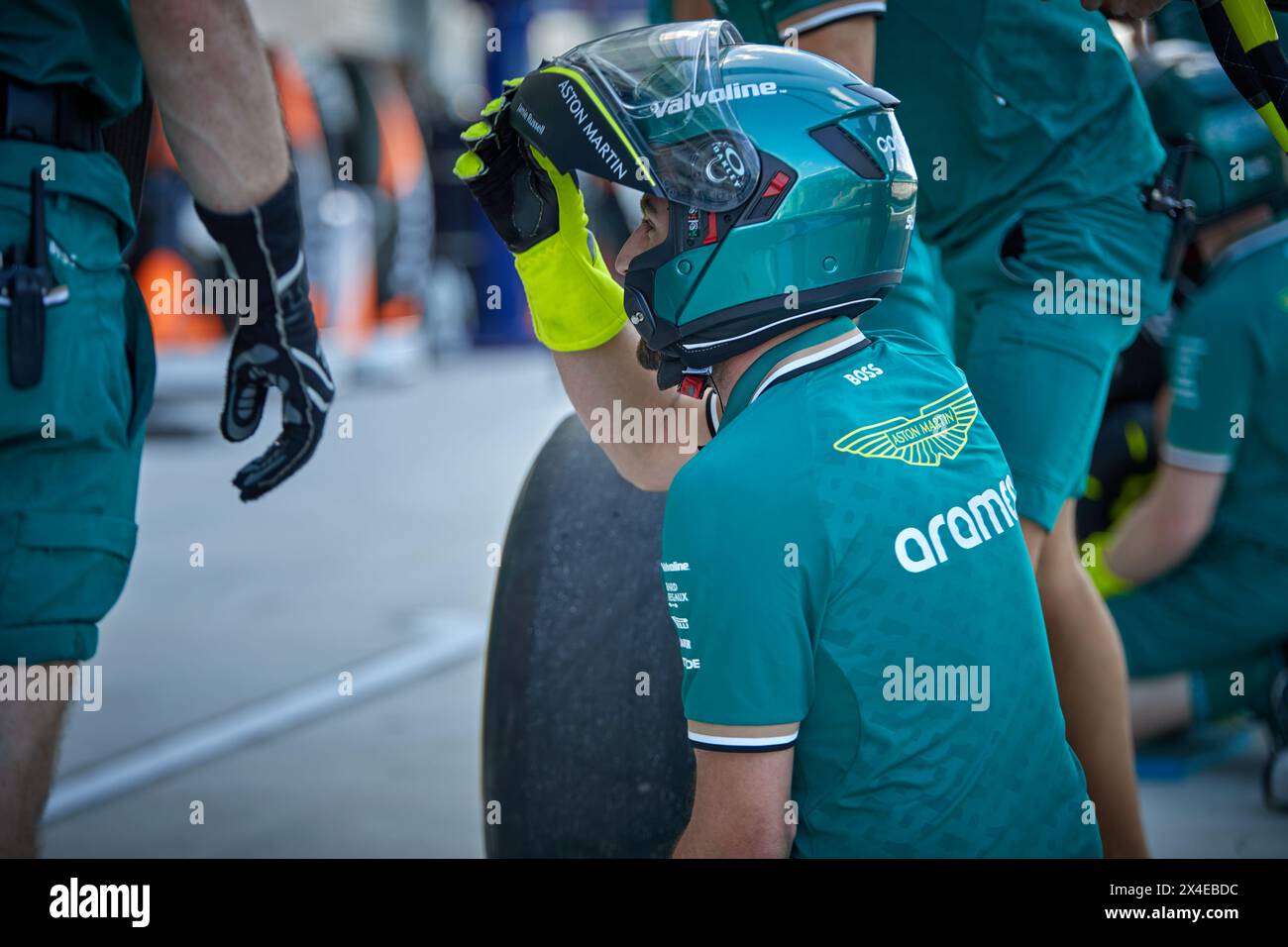 Miami Gardens, FL, USA. 3rd May 2023. Pit Stop Practice. Aston Martin Aramco Team, F1 Grand Prix of Miami at Miami International Autodrome on May 7, 2023 in Miami Gardens, Florida, USA. Credit: Yaroslav Sabitov/YES Market Media/Alamy Live News. Stock Photo