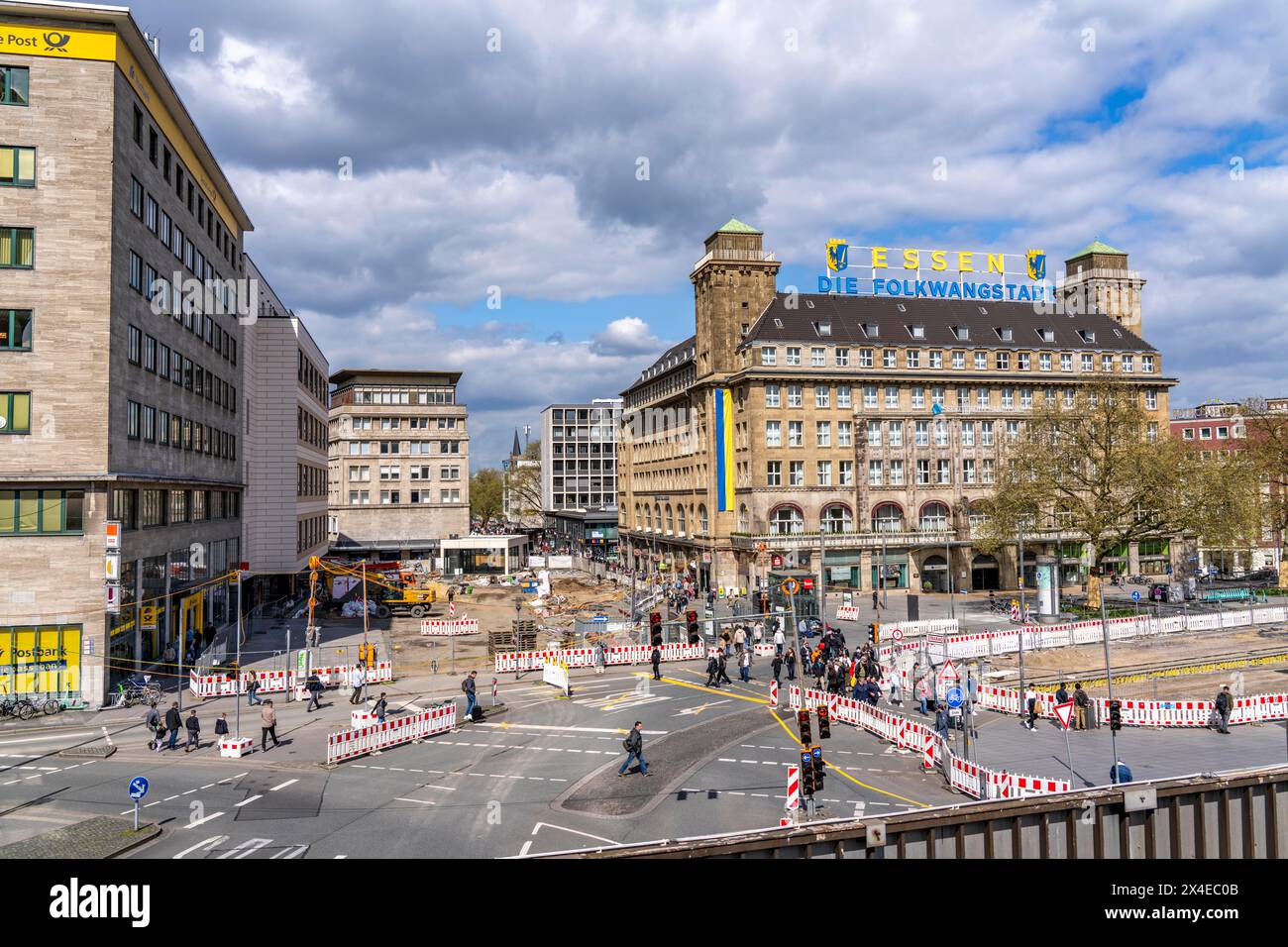 The Handelshof in Essen, at the main railway station, with the slogan Essen the Folkwang City, NRW, Germany, Stock Photo