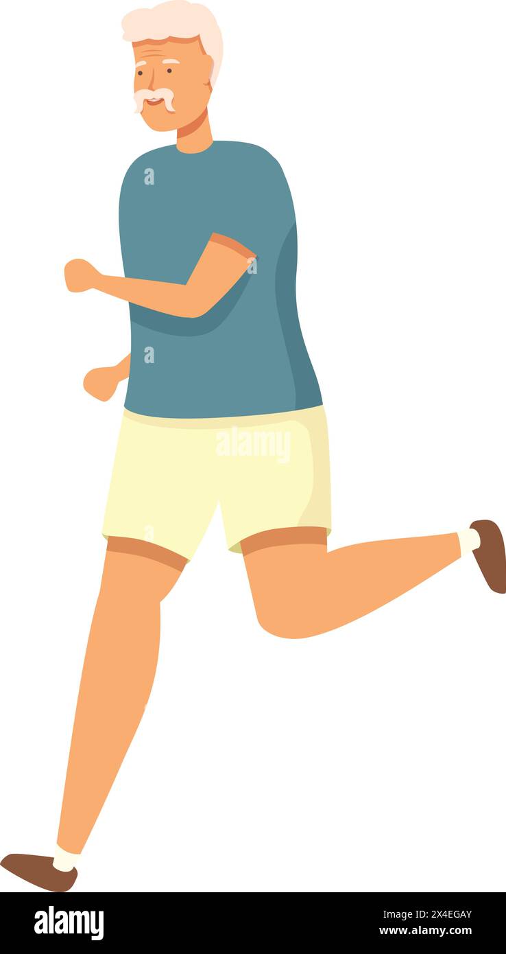 Senior man morning run icon cartoon vector. Person workout. Active adult Stock Vector
