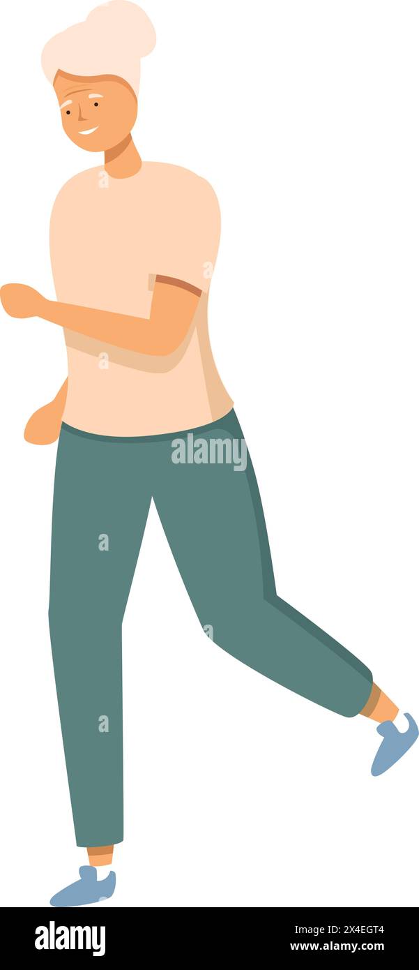 Senior woman jogging icon cartoon vector. Sport exercise. Workout fit Stock Vector