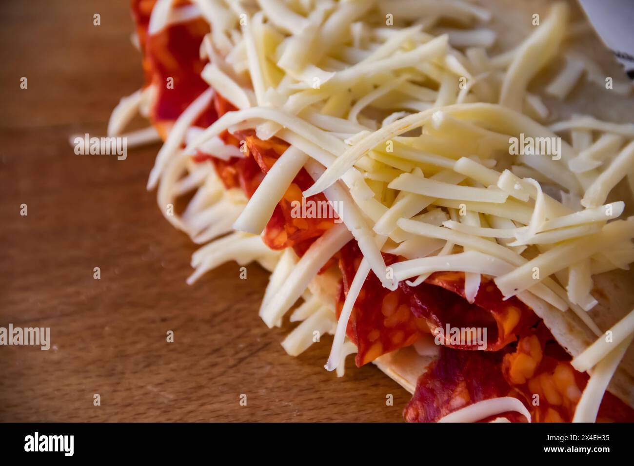 Delicious sausage and cheese burrito wrap a lowcalorie, fastfood