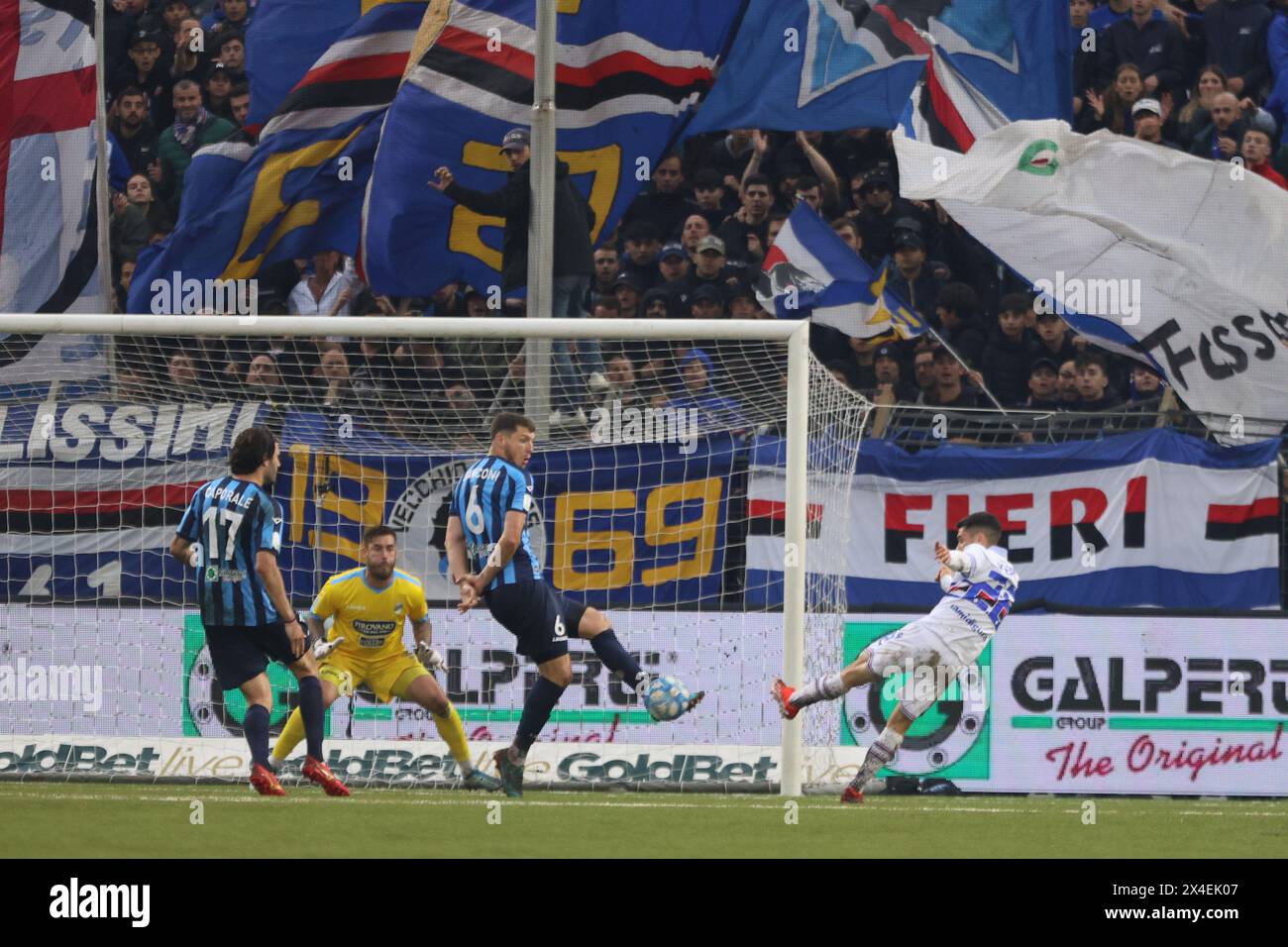 Lecco, Italy. 01st May, 2024. Gerard Yepes (Sampdoria) during the Serie BKT match between Lecco and Sampdoria at Stadio Mario Rigamonti-Mario Ceppi on May 1, 2024 in Lecco, Italy.(Photo by Matteo Bonacina/LiveMedia) Credit: Independent Photo Agency/Alamy Live News Stock Photo