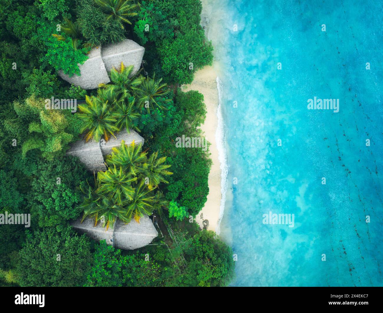 Aerial view palms bungalows hi-res stock photography and images - Alamy