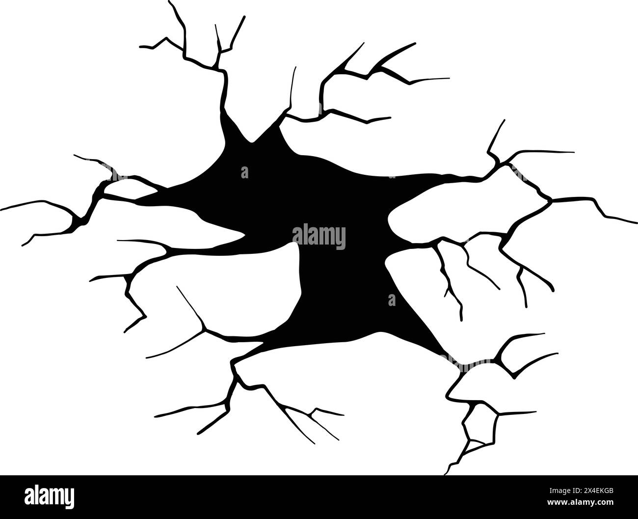 Dry crack. Ground hole crack, cracked craquelure and damaged wall texture. Geology damage earth surface, ground crack hole texture or earthquake Stock Vector