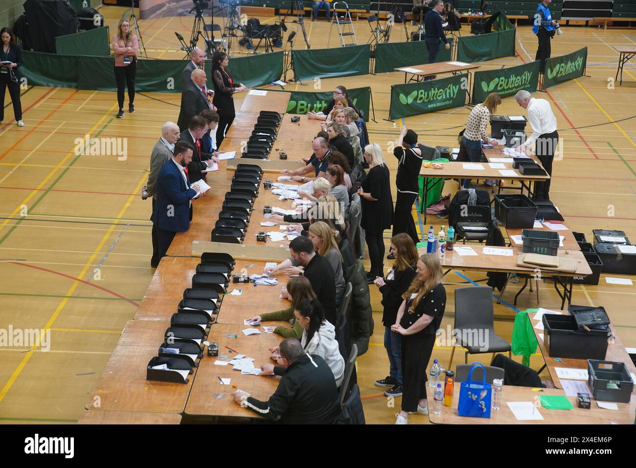 The count for the Blackpool South by-election at Blackpool Sports Centre, Blackpool. The by-election was triggered after the resignation of Scott Benton. Picture date: Thursday May 2, 2024. Stock Photo
