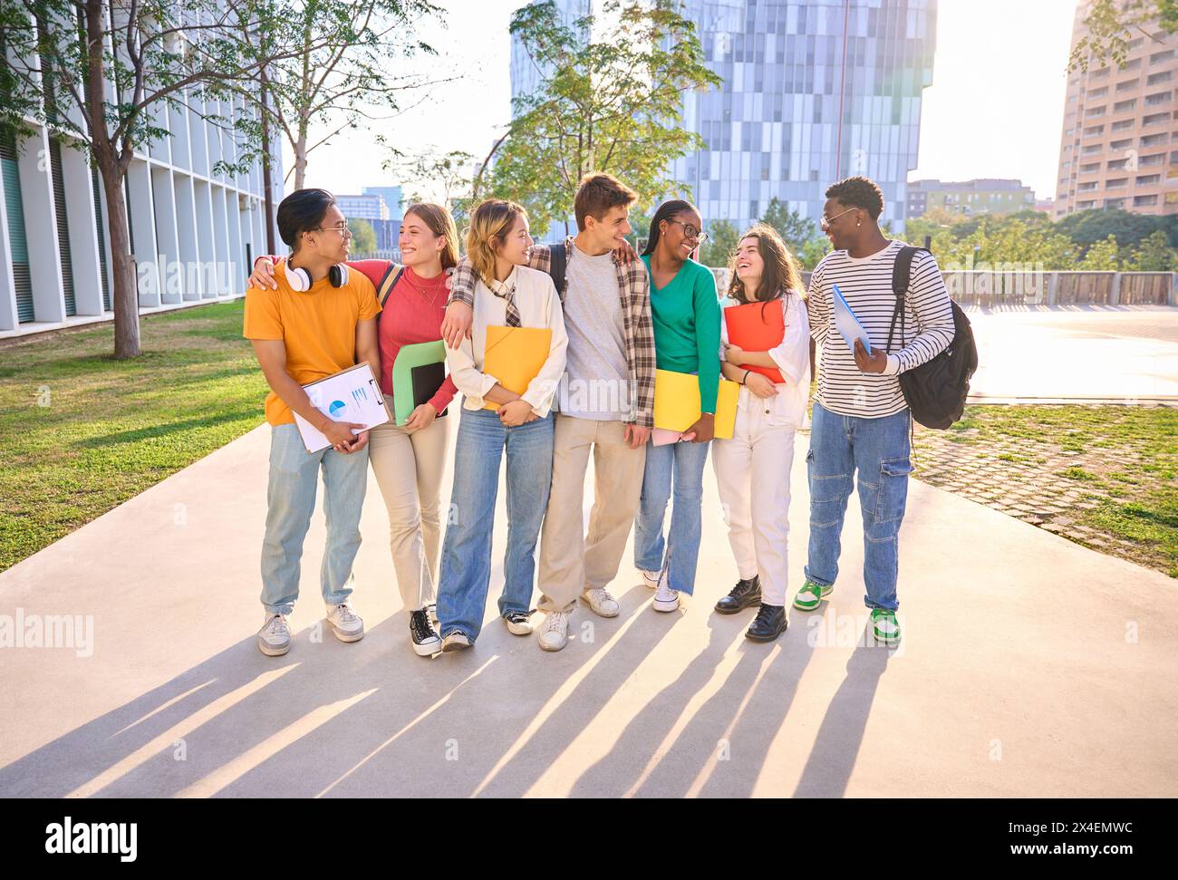 Cheerful multicultural young students looking hi-res stock photography ...