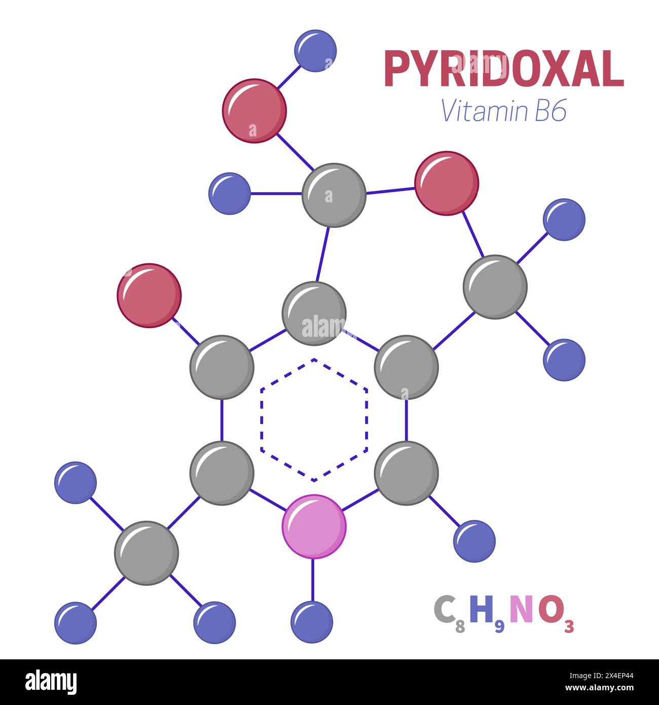 Pyridoxal Vitamin B6 Molecule Illustration Stock Vector