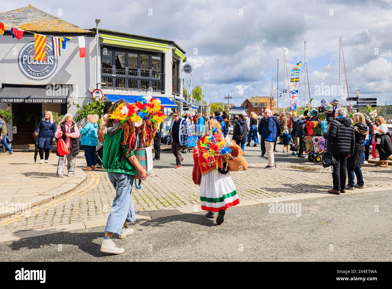Souvenir sellers at the 'Obby 'Oss festival, a traditional annual May