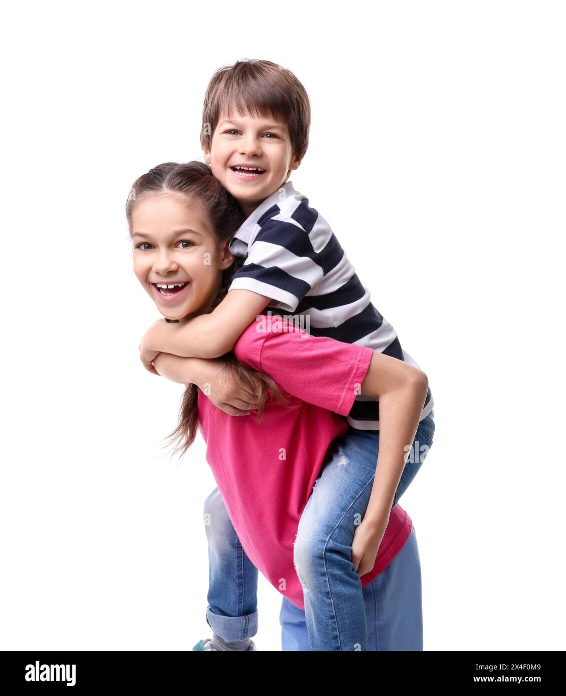 Brother Backround Happy brother and sister on white background Stock Photo - Alamy