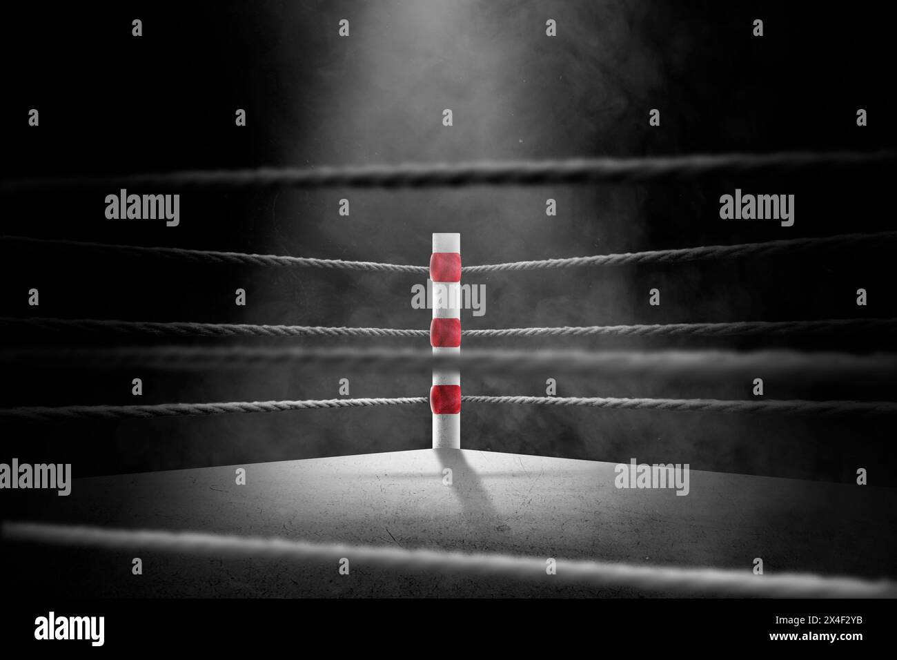 Black rope on the boxing ring corner in the stadium arena Stock Photo ...