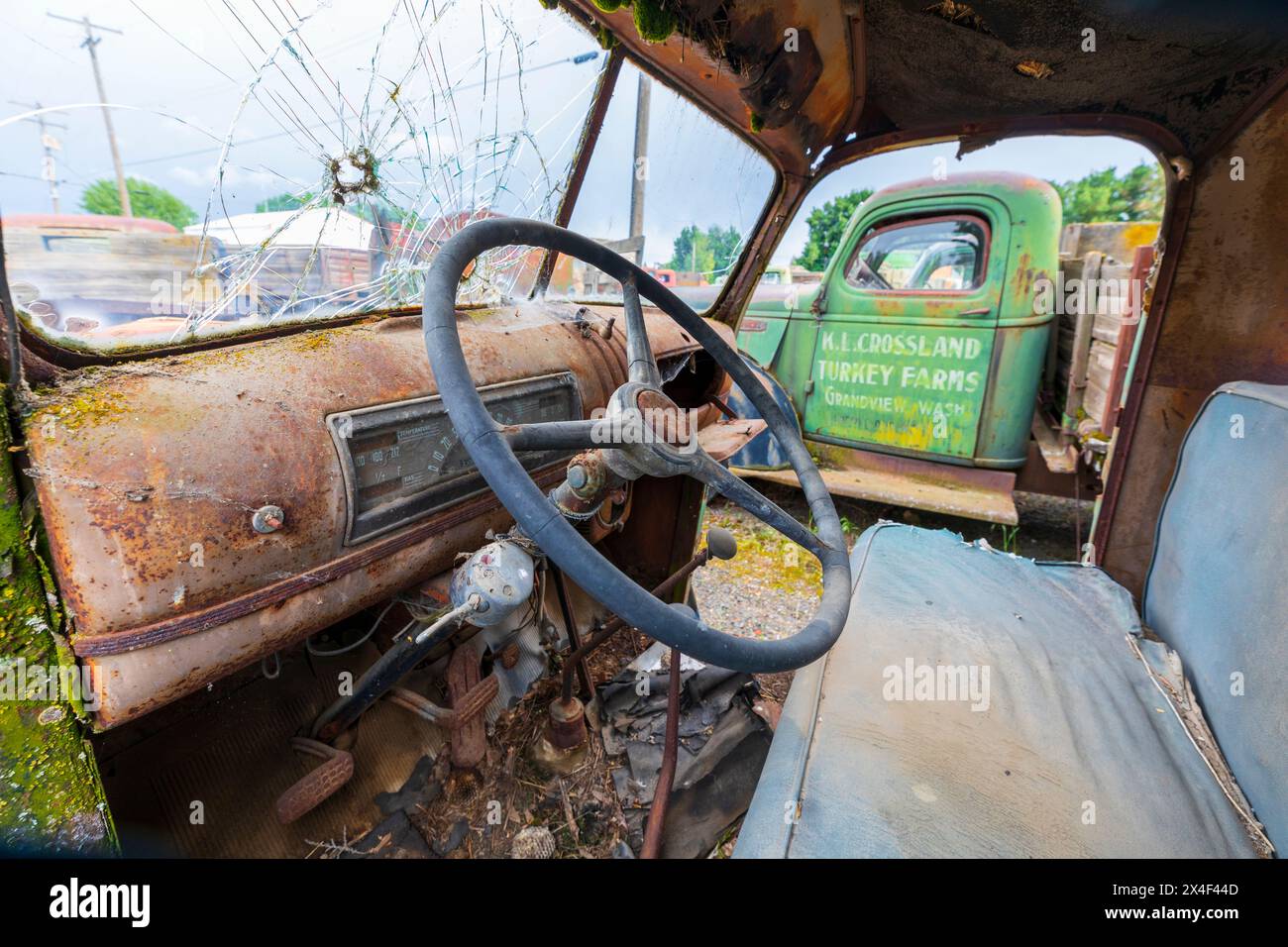 Interior of an old car. USA, Washington State, Palouse, Colfax