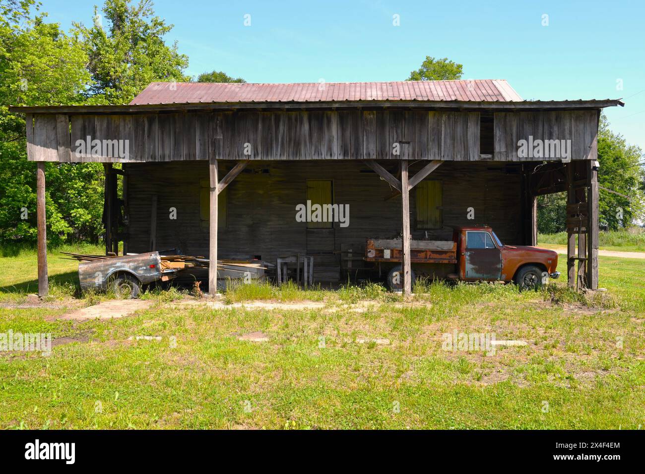 An old barn being restored in Nitta Yuma, Mississippi. Stock Photo