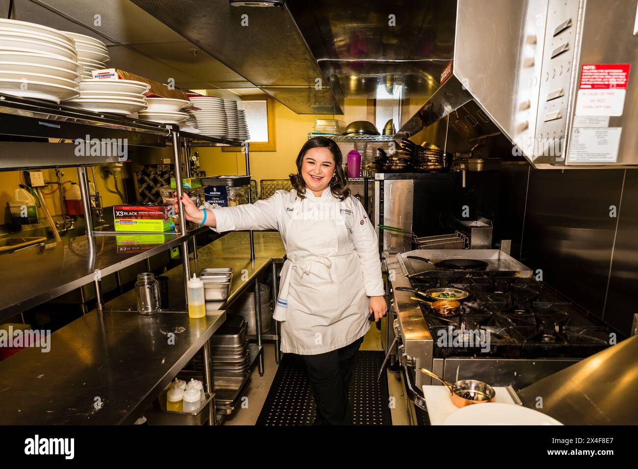 USA, Washington State, Richland. Chef Pauline Garza, Drumheller's Food & Drink. (Editorial Use Only) Stock Photo