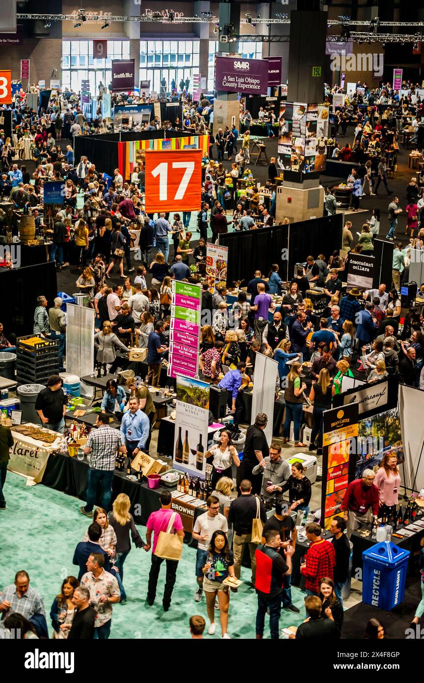 USA, Washington State, Seattle. Hundreds of wine lovers crowd The Grand