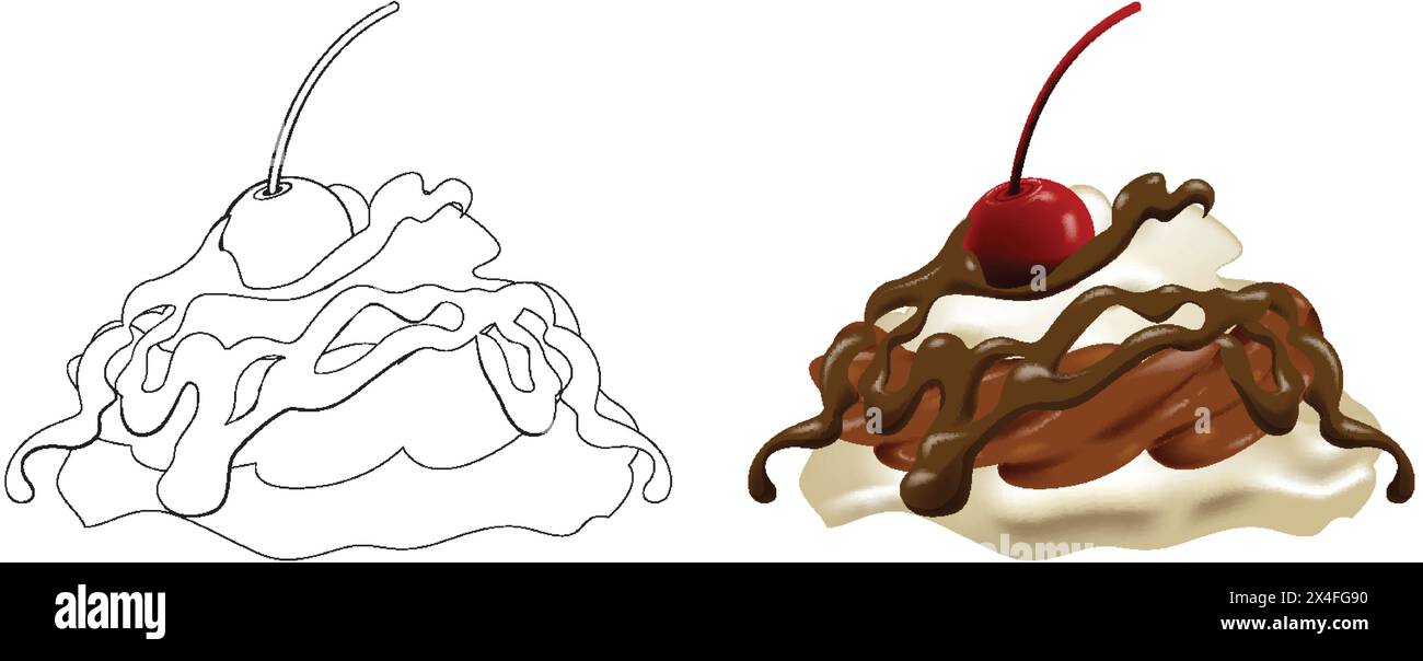 Vector illustration of ice cream with cherry on top Stock Vector Image ...