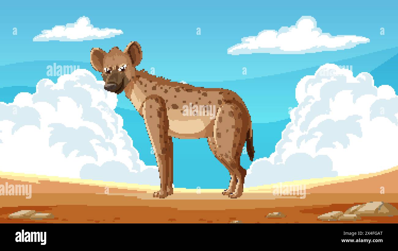 Vector illustration of a hyena in a natural habitat Stock Vector