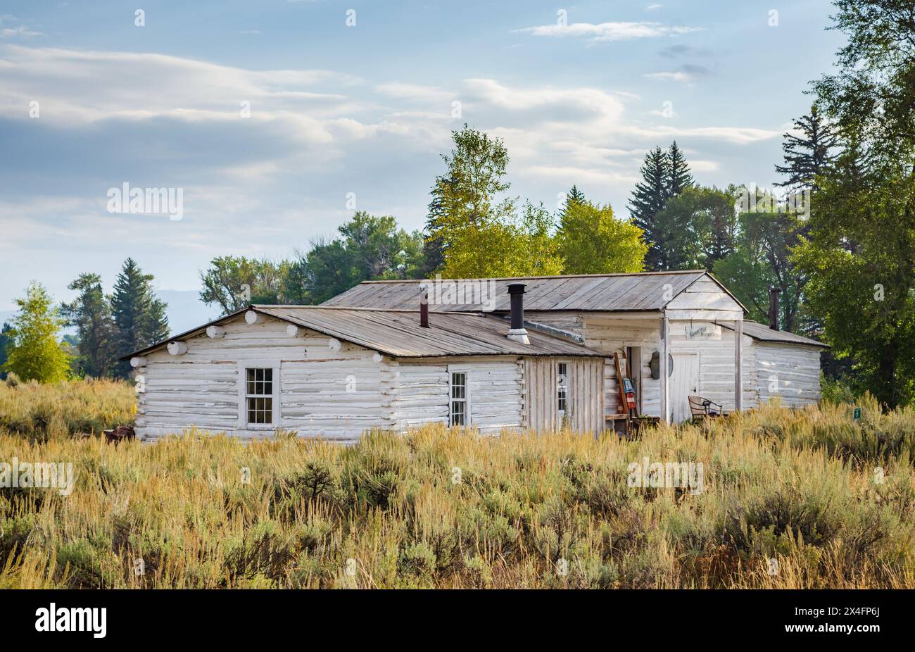 The Menors General Store at Bill Menor's homestead cabin Grand Teton National Park in Northwestern Wyoming, USA Stock Photo