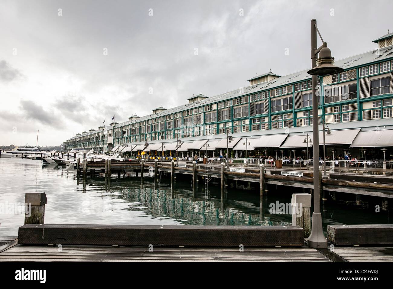 Woolloomooloo wharf aka The Finger Wharf is the longest timbered-piled wharf in the world, and is heritage listed,Sydney,NSW,Australia Stock Photo