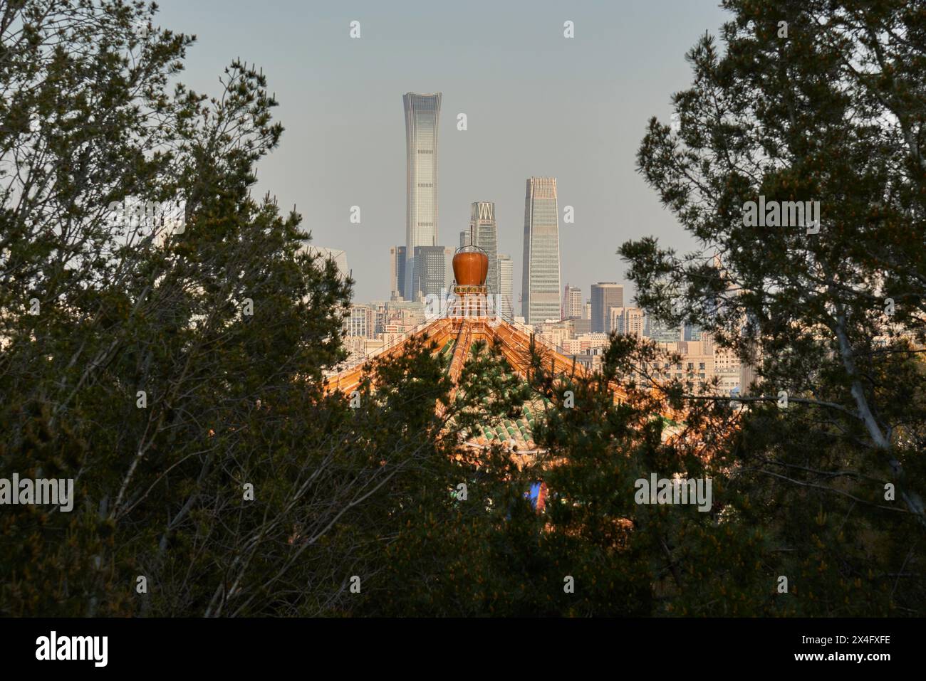 Skyscrapers of downtown Beijing, view from Jingshan Park (Prospect Hill) in Beijing, China on 20 April 2024 Stock Photo