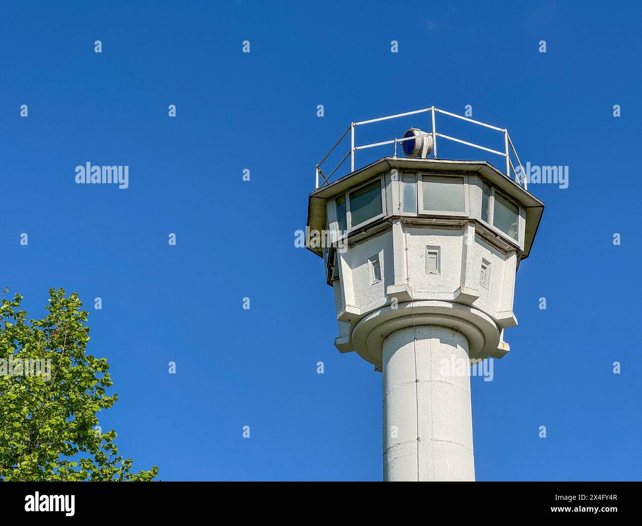 Border tower of the former inner-German border between BRD and GDR Stock Photo