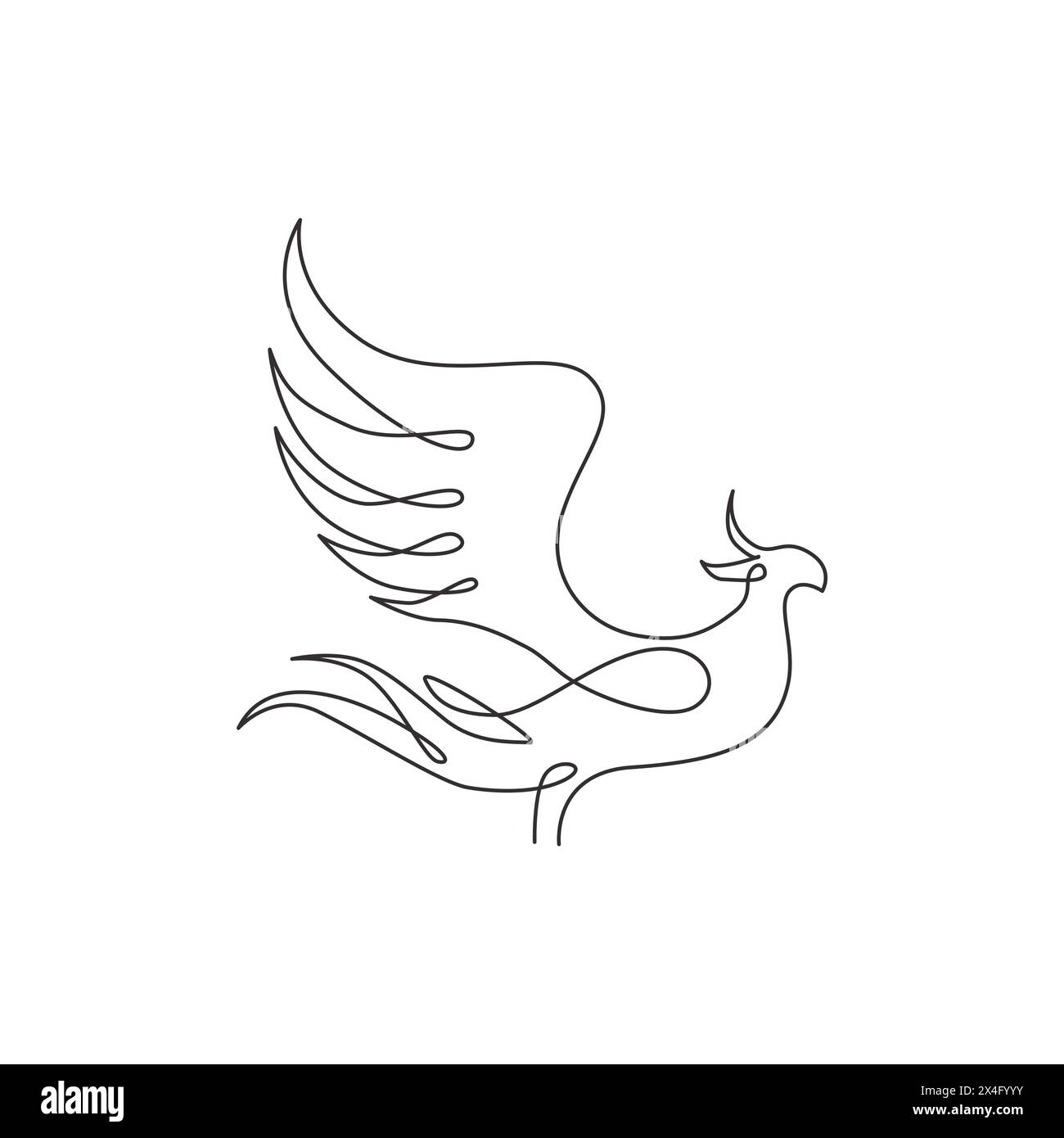 One continuous line drawing of elegant phoenix bird for company logo ...