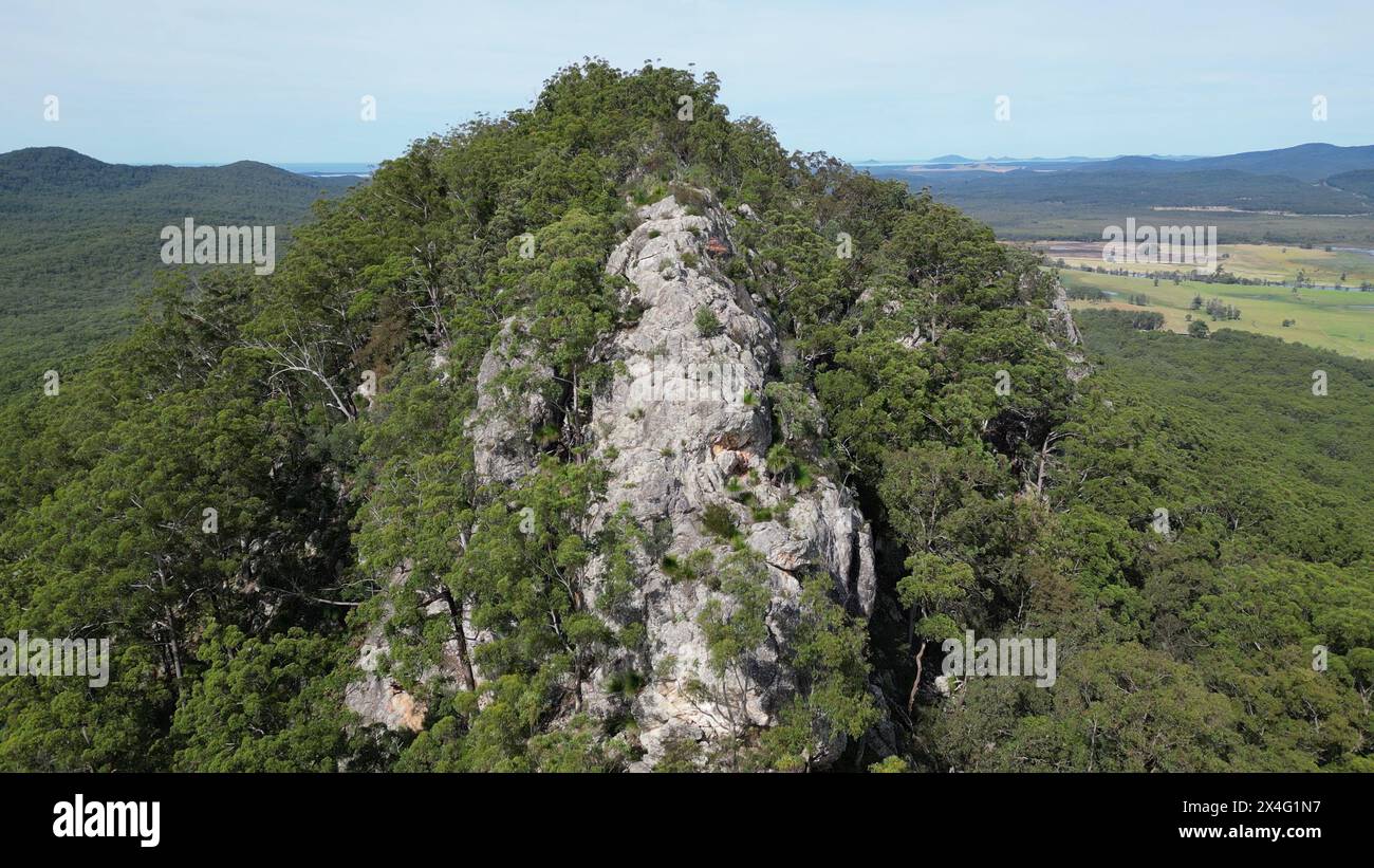 aerial shot over the mountain range Stock Photo