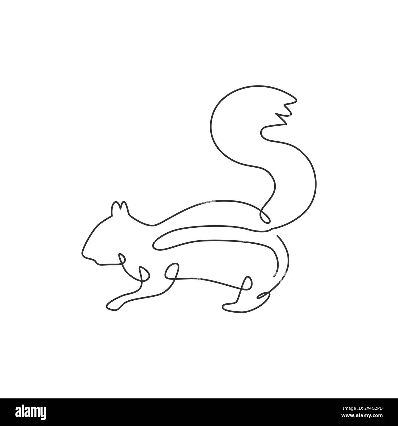 One single line drawing of cute squirrel for company logo identity ...