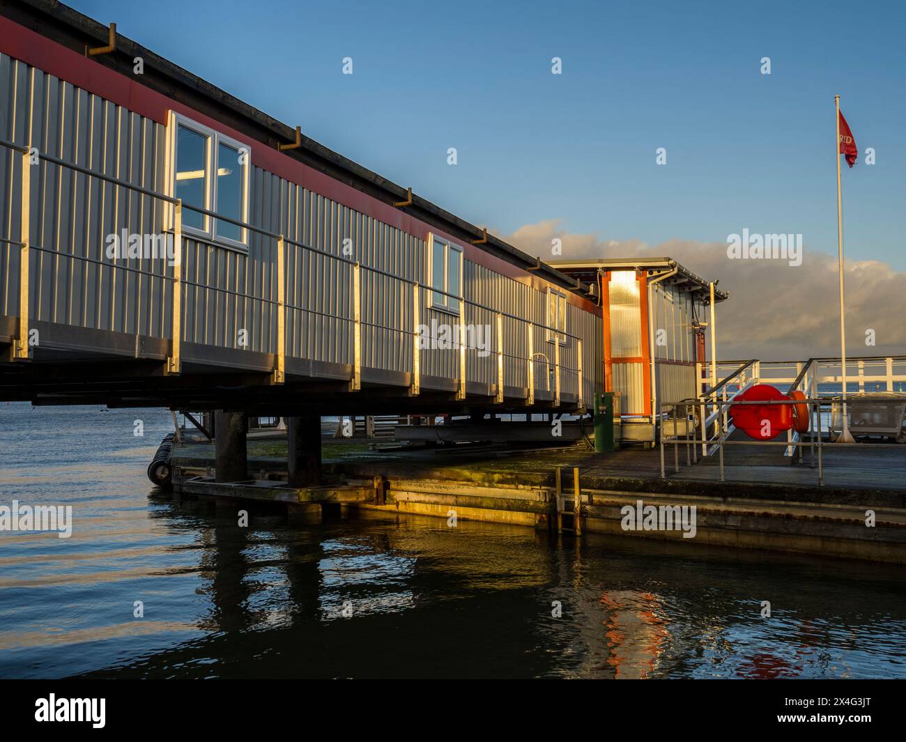 Jetty for the Red Jet, Cowes Harbour, Cowes, Isle of Wight, England, UK, GB. Stock Photo