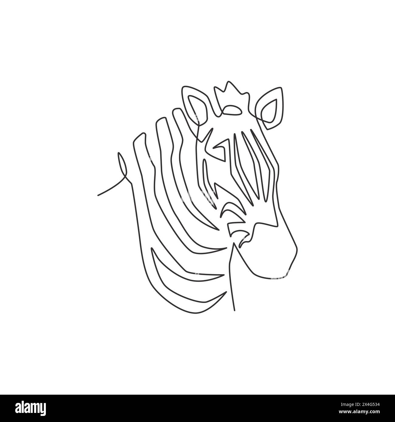 One continuous line drawing of zebra head for zoo safari national park ...