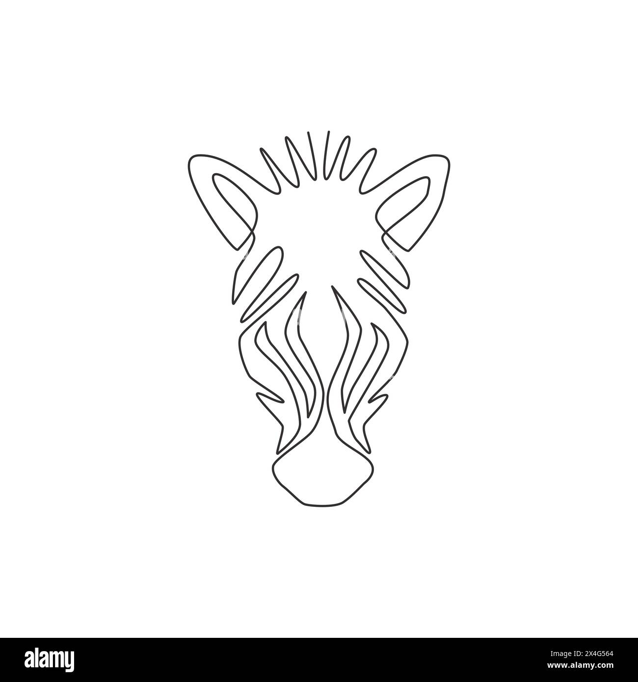 One continuous line drawing of zebra head for national park zoo safari ...