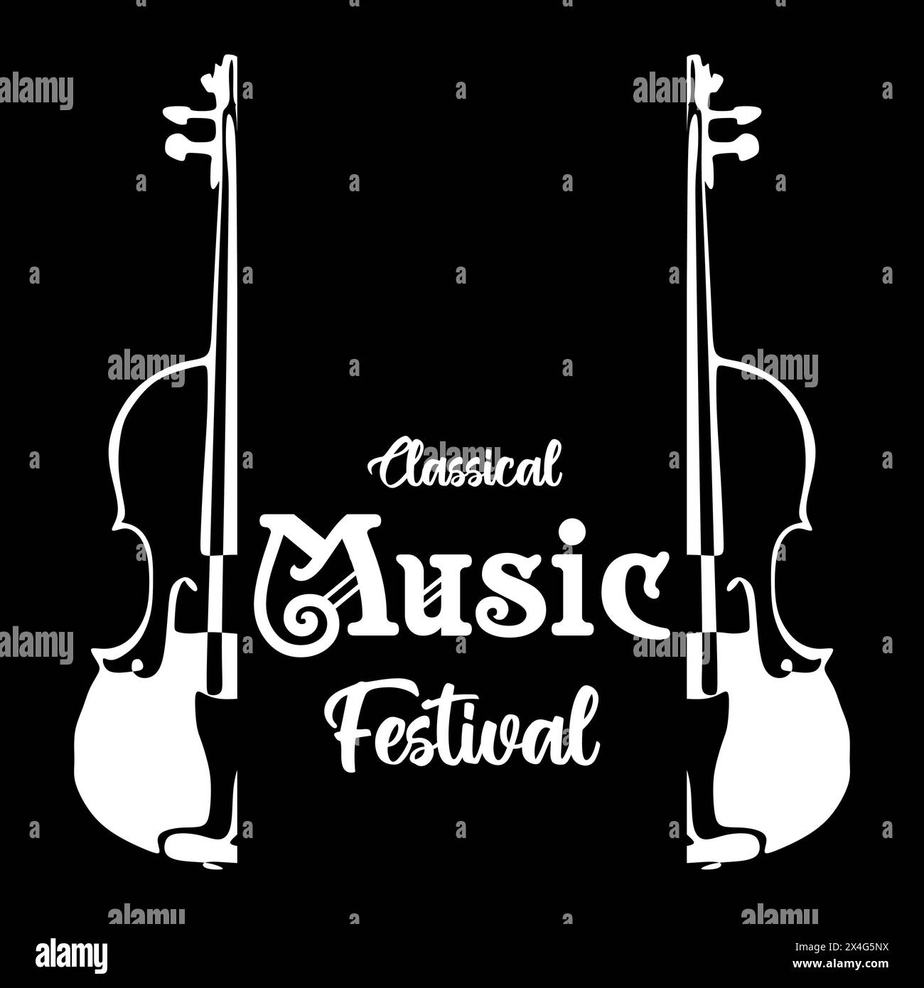 Beautiful modern classical music festival poster or flyer template. Ideal for local events announcement and promotions. Black and white silhouette sty Stock Vector