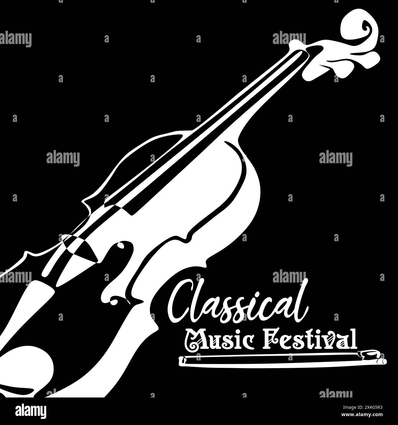 Beautiful modern classical music festival poster or flyer template. Ideal for local events announcement and promotions. Black and white silhouette sty Stock Vector