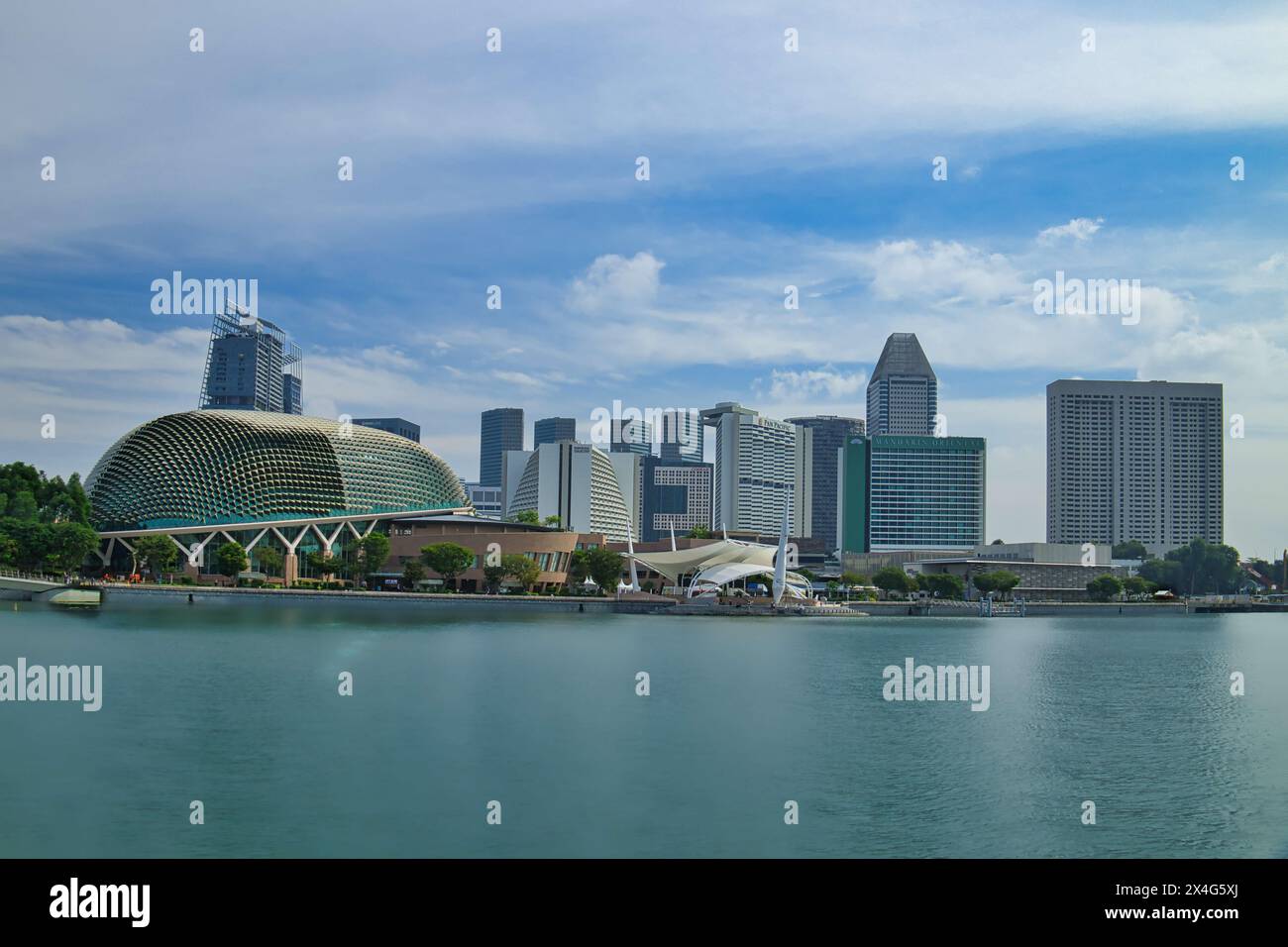 View of In Singapore, Esplanade theatre in Esplanade Park and high-rise ...