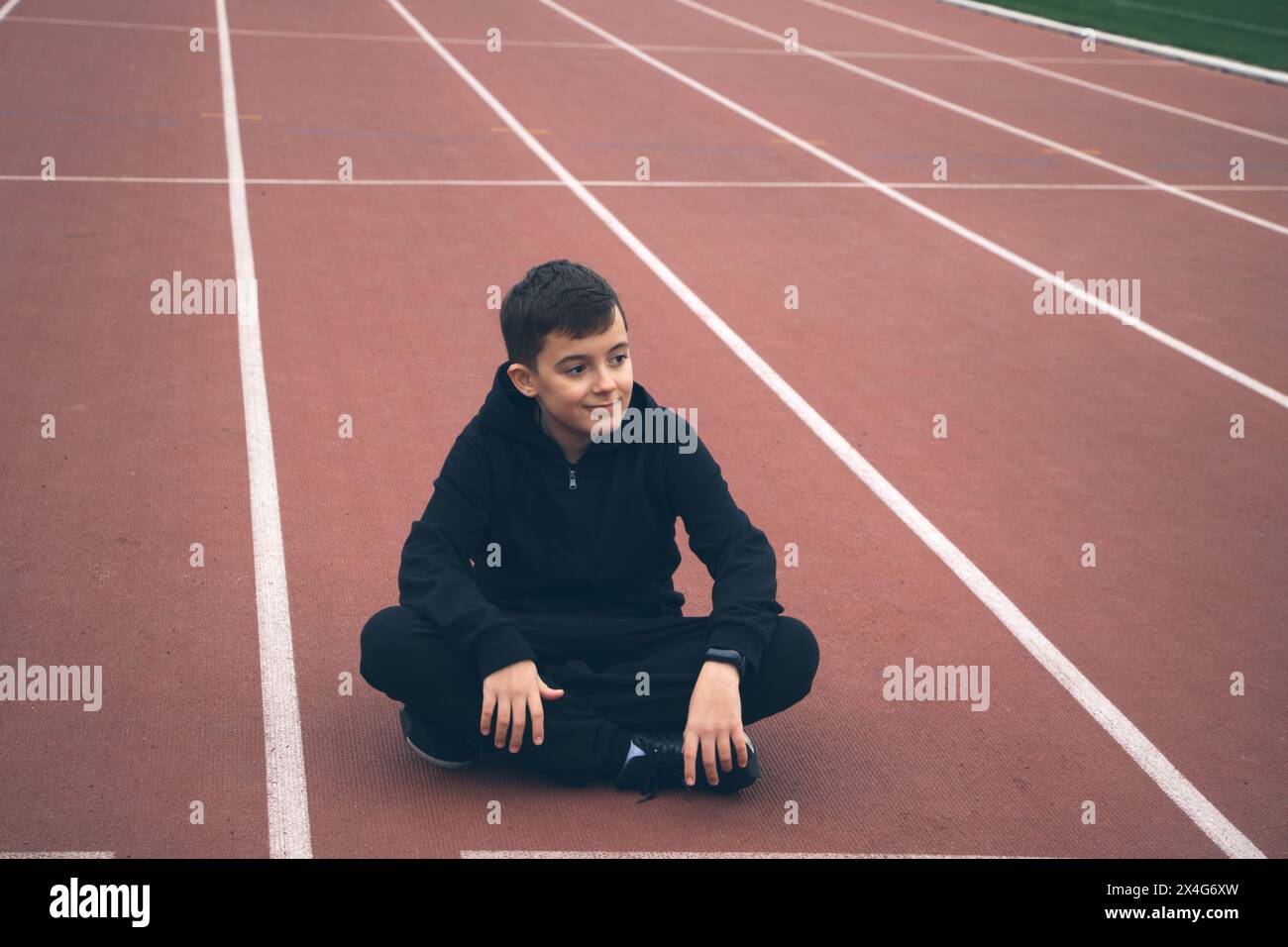 Portrait of young male at the stadio Stock Photo