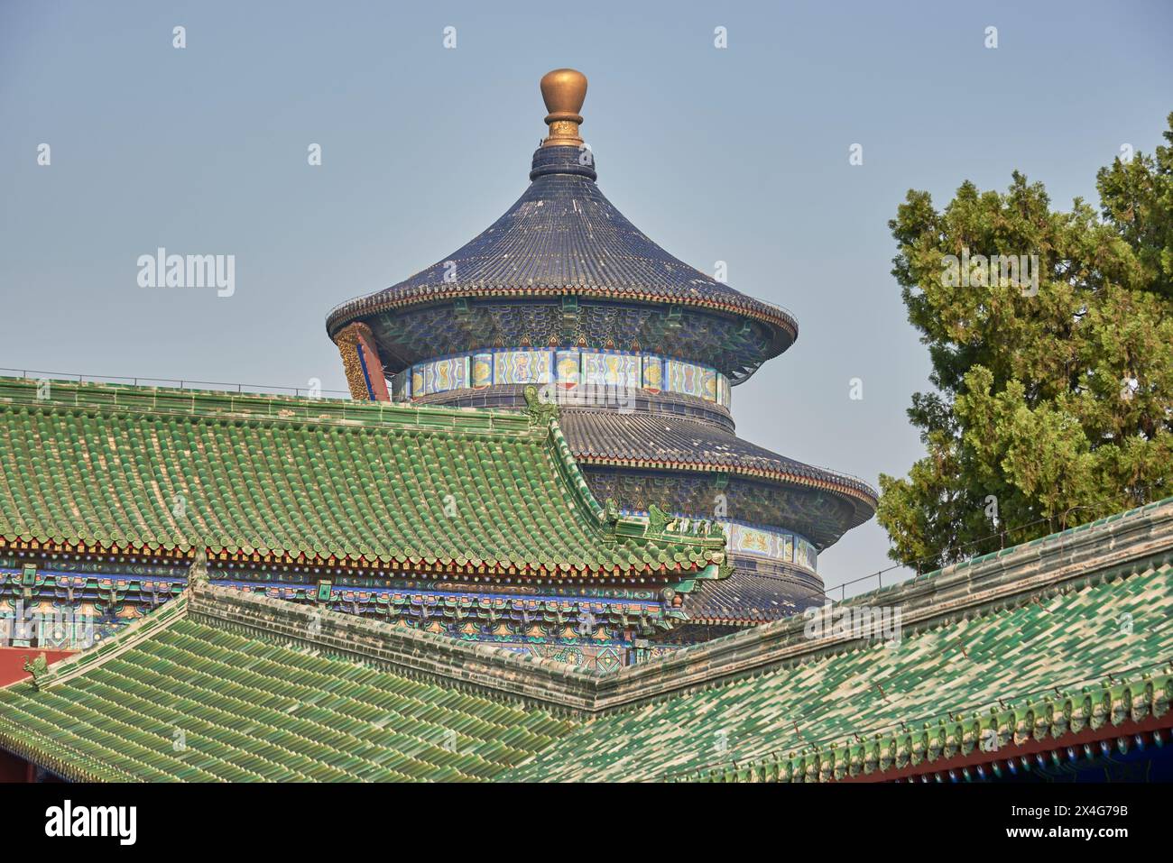 Tourist landmarks of Temple of Heaven, where emperors of the Ming and Qing dynasties prayed to Heaven for good harvest, in Beijing, China on Stock Photo